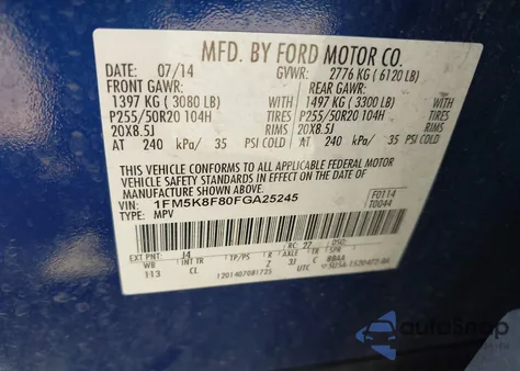 2015 Ford Explorer Limited z USA, uszkodzony, nr VIN 1FM5K8F80FGA25245